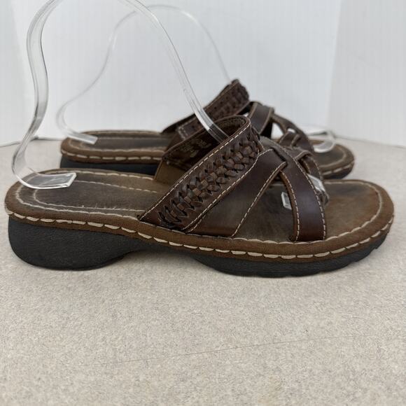 Women’s Vintage Predictions Y2K Brown Leather Sandals Strappy‎ Size 9W - Picture 8 of 10